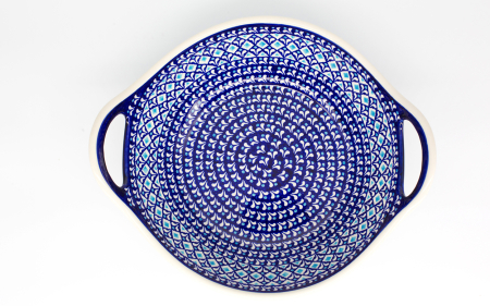 Bol cu manere Blue Diamonds, ceramica smaltuita, pictata manual, 33,4 cm, volum 3,0 L [0]