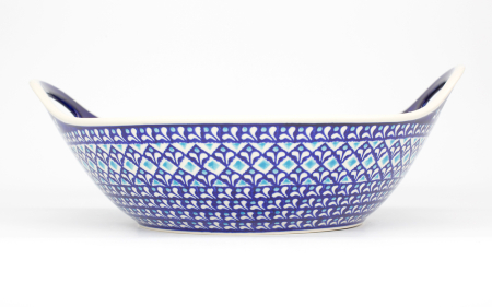 Bol cu manere Blue Diamonds, ceramica smaltuita, pictata manual, 33,4 cm, volum 3,0 L [2]