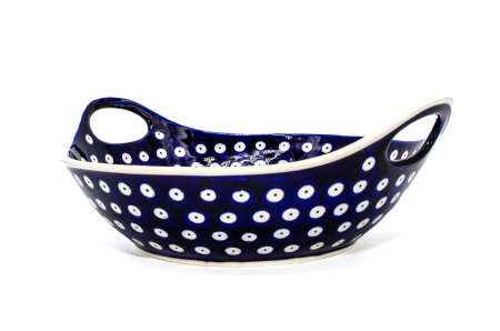 Bol cu manere pentru salata Blue Eyes, ceramica smaltuita, pictata manual, 22,3 cm, volum, 900ml [2]