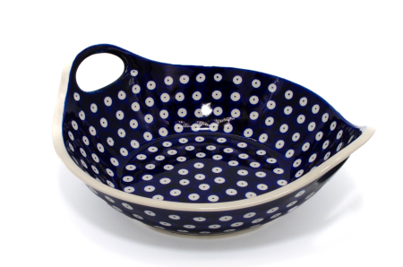 Bol cu manere pentru salata Blue Eyes, ceramica smaltuita, pictata manual, 22,3 cm, volum, 900ml [1]