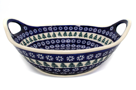 Bol cu manere pentru salata Christmas Tree, ceramica smaltuita, pictata manual, 27,0 cm, volum 1,5 L [0]