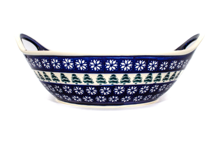 Bol cu manere pentru salata Christmas Tree, ceramica smaltuita, pictata manual, 27,0 cm, volum 1,5 L [1]