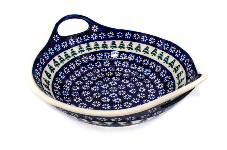 Bol cu manere pentru salata Christmas Tree, ceramica smaltuita, pictata manual, 27,0 cm, volum 1,5 L [2]