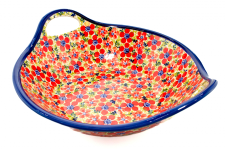 Bol cu manere pentru salata Fire Poppies, ceramica smaltuita, pictata manual, 27,0 cm, volum 1,5 L [3]