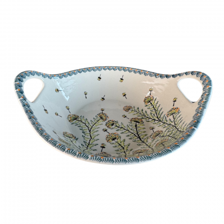 Bol cu manere pentru salata Floral Field, ceramica smaltuita, pictata manual, 27,0 cm, volum 1,5 L [2]