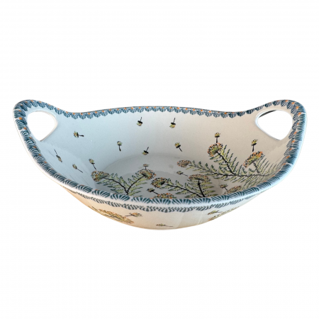 Bol cu manere pentru salata Floral Field, ceramica smaltuita, pictata manual, 27,0 cm, volum 1,5 L [0]