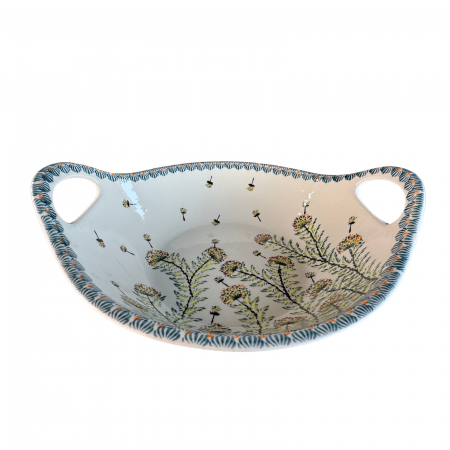 Bol cu manere pentru salata Floral Field, ceramica smaltuita, pictata manual, 27,0 cm, volum 1,5 L [6]