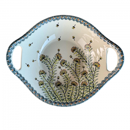 Bol cu manere pentru salata Floral Field, ceramica smaltuita, pictata manual, 27,0 cm, volum 1,5 L [1]