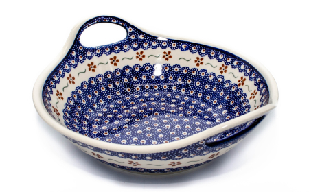 Bol cu manere pentru salata Flowery, ceramica smaltuita, pictata manual, 27,0 cm, volum 1,5 L [1]