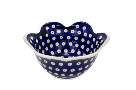 Bol in forma de floare Blue Eyes, ceramica smaltuita, pictat manual, 17,1 cm, volum 500 ml [2]