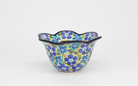 Reduceri - Bol in forma de floare Cottage Green, ceramica smaltuita, pictat manual, 14,0 cm, volum 300 ml