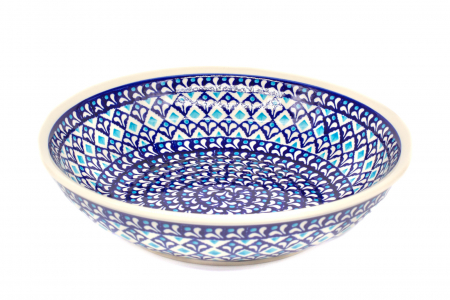Bol pentru salata Blue Diamonds ceramica smaltuita, pictat manual, diametru 25,2 cm, volum 1,4 L [1]