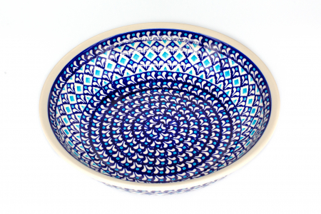 Bol pentru salata Blue Diamonds ceramica smaltuita, pictat manual, diametru 25,2 cm, volum 1,4 L [2]