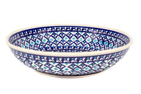 Bol pentru salata Blue Diamonds ceramica smaltuita, pictat manual, diametru 25,2 cm, volum 1,4 L [3]