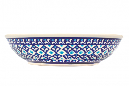 Bol pentru salata Blue Diamonds ceramica smaltuita, pictat manual, diametru 25,2 cm, volum 1,4 L [4]
