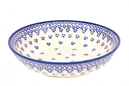 Colectia Blue Field - Bol pentru salata Blue Field, ceramica smaltuita, pictat manual, 25,2 cm, volum 1,4 L