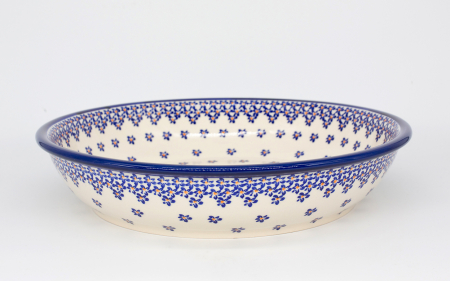 Bol pentru salata Blue Field, ceramica smaltuita, pictat manual, 33.2 cm, volum 2,7 L [0]