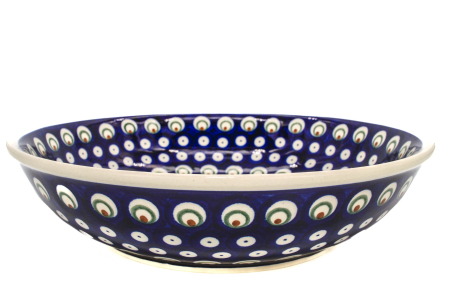 Bol pentru salata Blue Peacock Eyes, din ceramica smaltuita, pictat manual, 25,2 cm, volum 1,4 L [2]