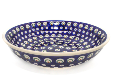 Bol pentru salata Blue Peacock Eyes, din ceramica smaltuita, pictat manual, 25,2 cm, volum 1,4 L [3]