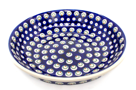 Bol pentru salata Blue Peacock Eyes, din ceramica smaltuita, pictat manual, 25,2 cm, volum 1,4 L [4]