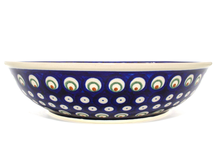 Bol pentru salata Blue Peacock Eyes, din ceramica smaltuita, pictat manual, 25,2 cm, volum 1,4 L [1]