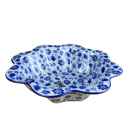 Bol pentru salata cu margini ondulate, Butterfly Dance, ceramica smaltuita, pictat manual, diametru 25 cm [5]