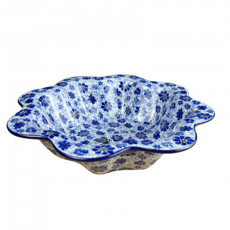 Bol pentru salata cu margini ondulate, Butterfly Dance, ceramica smaltuita, pictat manual, diametru 25 cm [10]