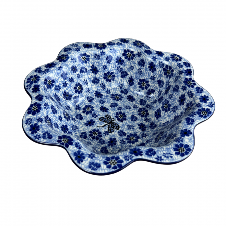 Bol pentru salata cu margini ondulate, Butterfly Dance, ceramica smaltuita, pictat manual, diametru 25 cm [15]