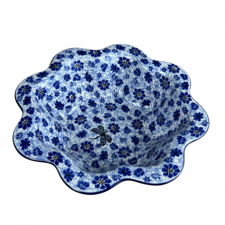 Bol pentru salata cu margini ondulate, Butterfly Dance, ceramica smaltuita, pictat manual, diametru 25 cm [11]
