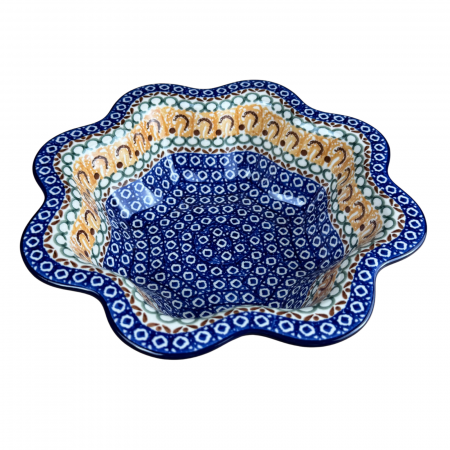 Bol pentru salata cu margini ondulate, Morning Sunrise, ceramica smaltuita, pictat manual, diametru 25 cm [2]