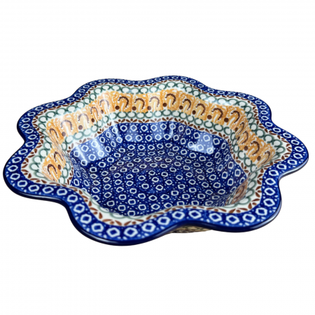 Bol pentru salata cu margini ondulate, Morning Sunrise, ceramica smaltuita, pictat manual, diametru 25 cm [3]