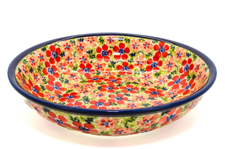 Bol pentru salata Fire Poppies, ceramica smaltuita, pictat manual, 25,2 cm, volum 1,4 L [0]