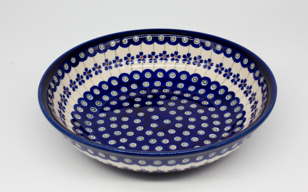 Bol pentru salata Floral Peacock, ceramica smaltuita, pictat manual, 25,2 cm, volum 1,4 L [0]