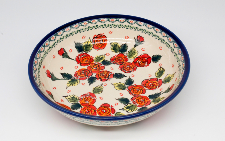 Reduceri - Bol pentru salata Roses, ceramica smaltuita, pictat manual, 25,2 cm, volum 1,4 L