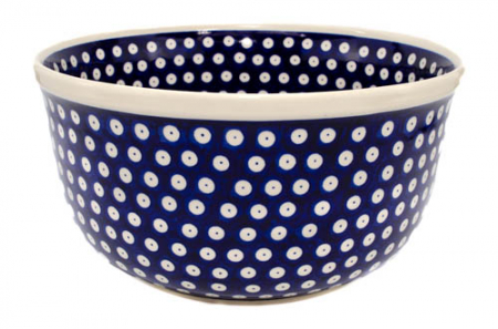 Boluri - Bol pentru salata Blue Eyes, ceramica smaltuita, pictat manual, 27,0 cm, volum 4,5 L