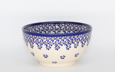 Bol rotund Blue Field, ceramica smaltuita, pictat manual, 14,0 cm, volum 450 ml [0]
