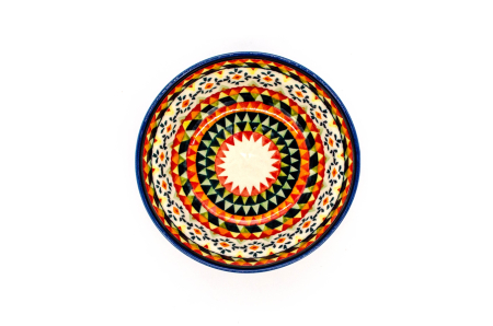 Bol rotund ceramica, Colorful Mosaic, smaltuit, pictat manual, 14,8 cm, volum 400 ml [3]