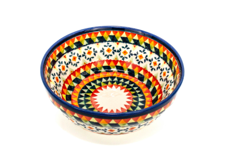 Bol rotund ceramica, Colorful Mosaic, smaltuit, pictat manual, 14,8 cm, volum 400 ml [1]