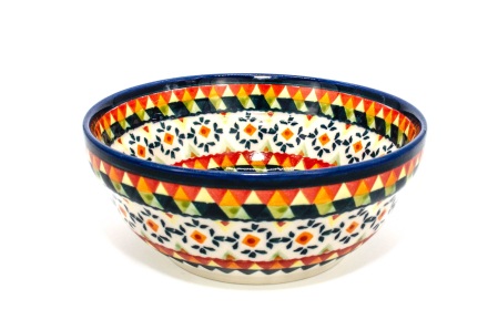 Bol rotund ceramica, Colorful Mosaic, smaltuit, pictat manual, 14,8 cm, volum 400 ml [0]