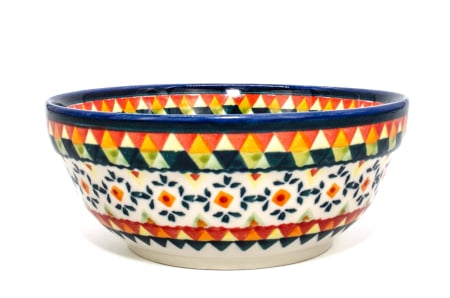 Bol rotund ceramica, Colorful Mosaic, smaltuit, pictat manual, 14,8 cm, volum 400 ml [2]