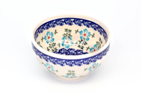 Bol rotund Forget-me-nots, ceramica smaltuita, pictat manual, 11,5 cm, volum 300ml [0]