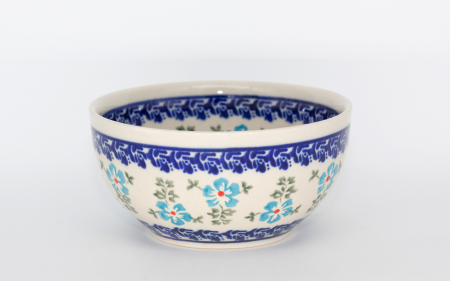 Bol rotund Forget-me-nots, ceramica smaltuita, pictat manual, 13,0 cm, volum 400 ml [0]