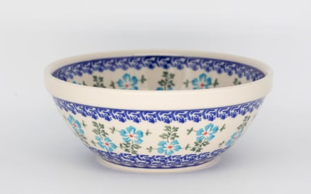 Bol rotund Forget-me-nots, ceramica smaltuita, pictat manual, 17,8 cm, volum 800 ml [0]