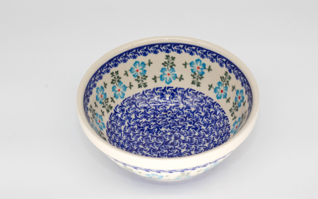 Bol rotund Forget-me-nots, ceramica smaltuita, pictat manual, 17,8 cm, volum 800 ml [1]