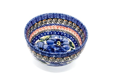 Bol rotund Hibiscus Drops, ceramica smaltuita, pictat manual, 11,5 cm, volum 300ml [0]