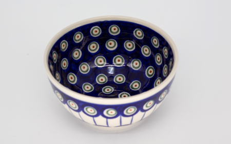 Bol rotund Peacock Eyes, ceramica smaltuita, pictat manual, 14,0 cm, volum 450 ml [2]