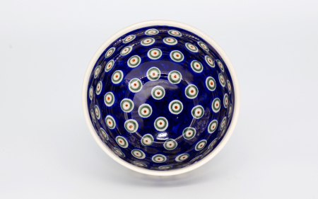 Bol rotund Peacock Eyes, ceramica smaltuita, pictat manual, 14,0 cm, volum 450 ml [3]