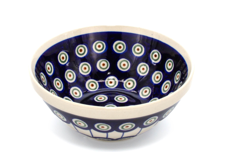 Bol rotund Peacock Eyes, ceramica smaltuita, pictat manual, 14,9 cm, volum 500ml [0]