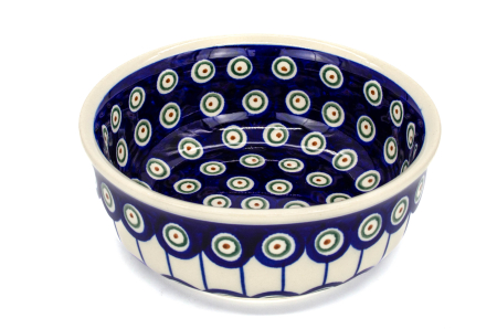 Bol rotund Peacock Eyes, ceramica smaltuita, pictat manual, 16,8 cm, volum 650 ml [0]