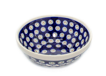Bol rotund Peacock Eyes, ceramica smaltuita, pictat manual, 17,8 cm, volum 800 ml [1]